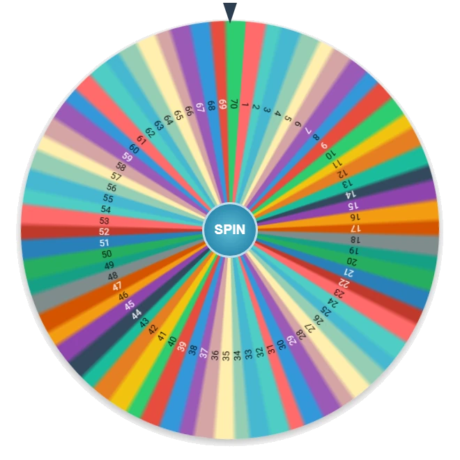 Random Number Wheel 1–70